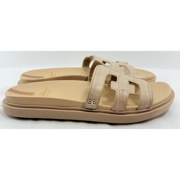 Sam Edelman Valeri Croc Embossed Leather Slide Sandals Beige Women’s Size 8M - Picture 4 of 12